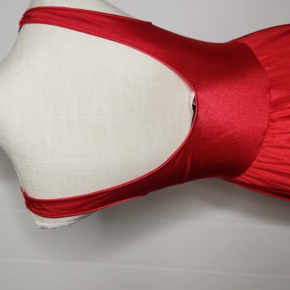 Vintage Miss Elaine red lace cut-out silky Fantasy  babydoll maxi slip dress - Picture 5 of 12